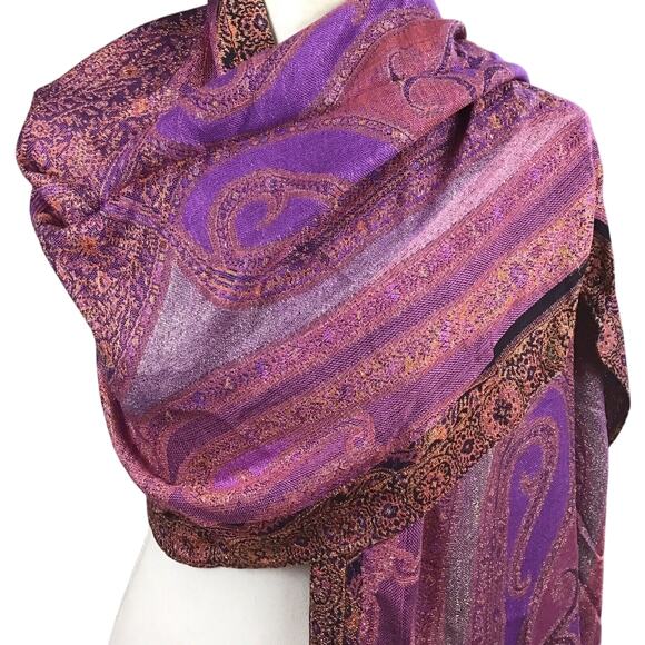 Collection 18 Womens Scarf Purple Opulence Blanket Multifunctional Fringe - Picture 6 of 13